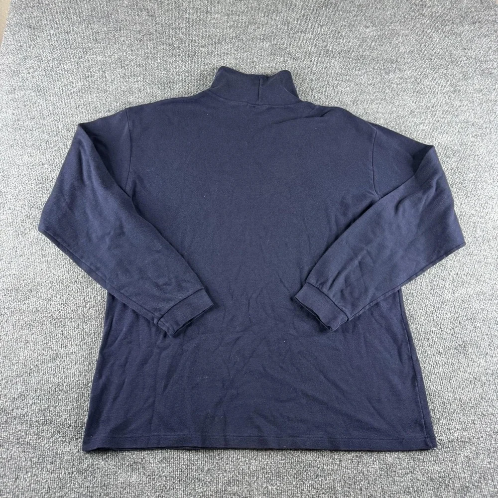 VINTAGE L.L. Bean Shirt Mens XLT Blue Long Sleeve Mock Neck Cotton Tee Made USA